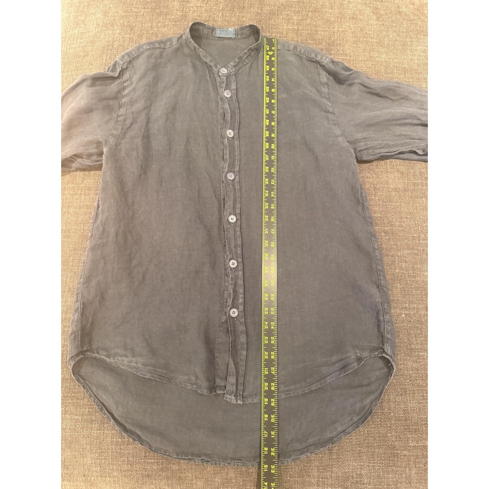 CP Shades Shirt Womens Medium Gray 100% Linen Button Front Tunic Top Long Sleeve - Picture 11 of 16